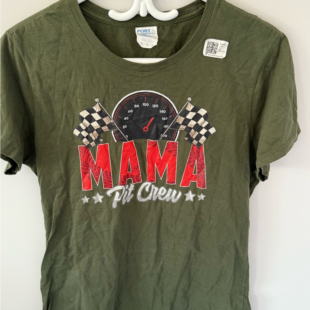 Port and Company Olive 'Mama Pit Crew' Tee
